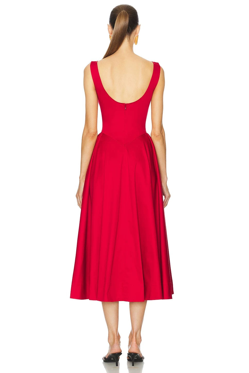 Cotton Sateen Spandex Midi Dress