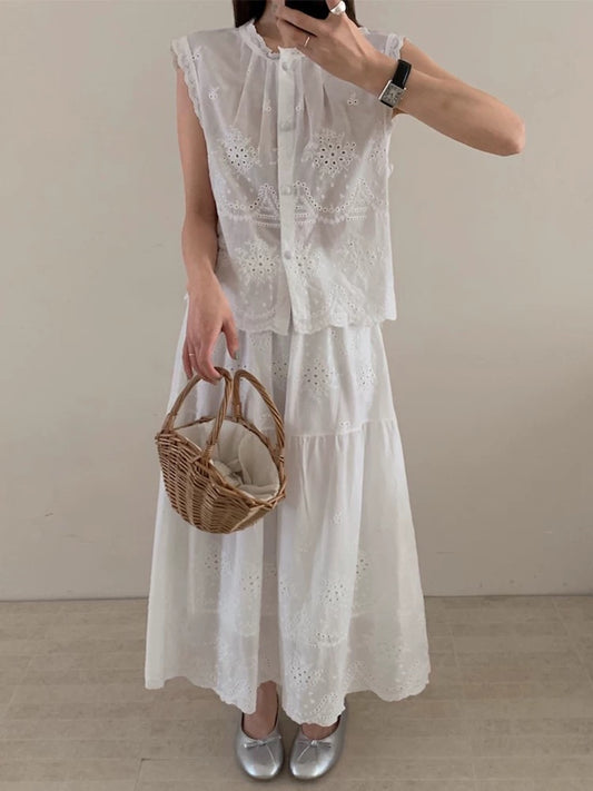 Lace Top+Skirt Set