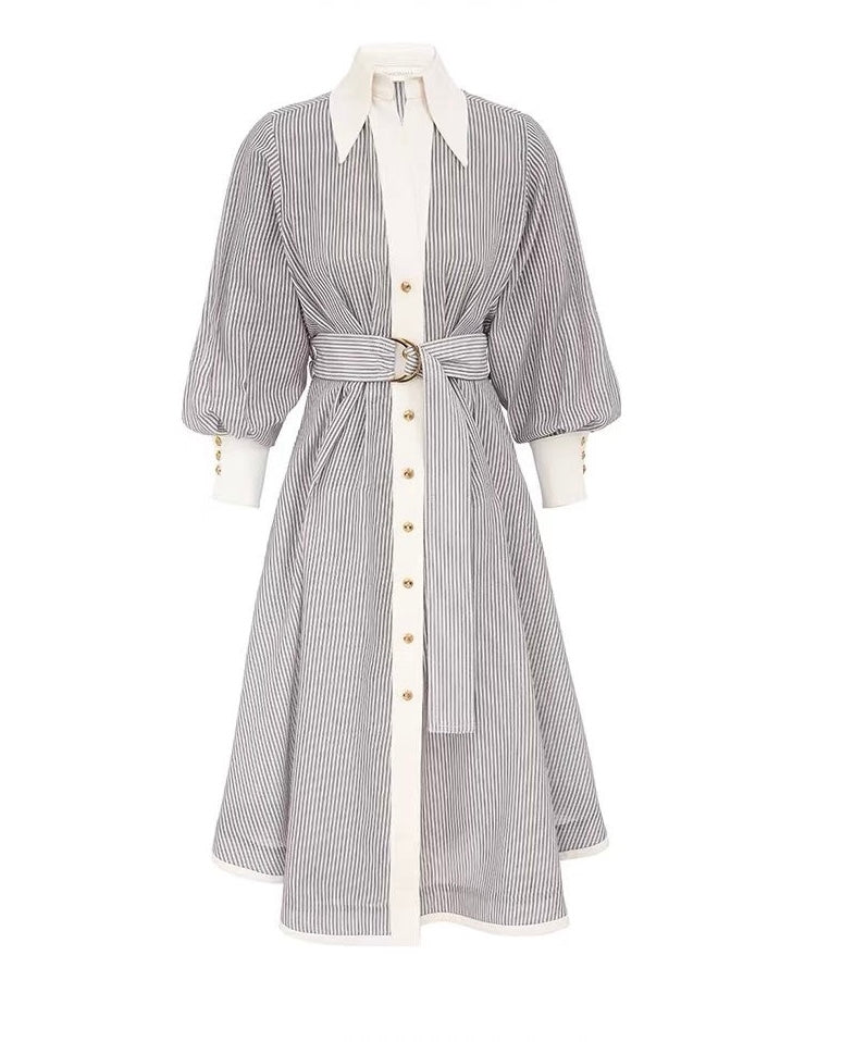 Cotton Twill Midi Dress