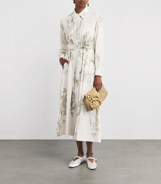 Crepe Shirt Midi Dress