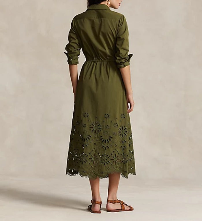 Eyelet Hem Shirt Dress