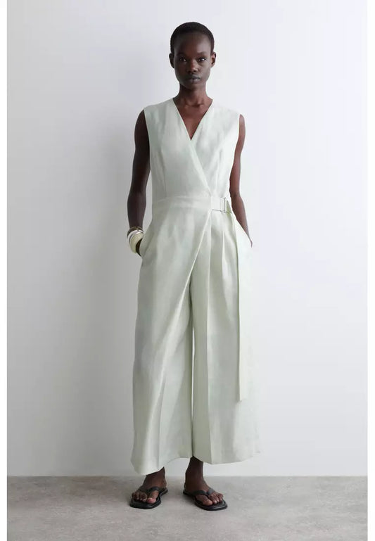 Linen Wrap Front Jumpsuit