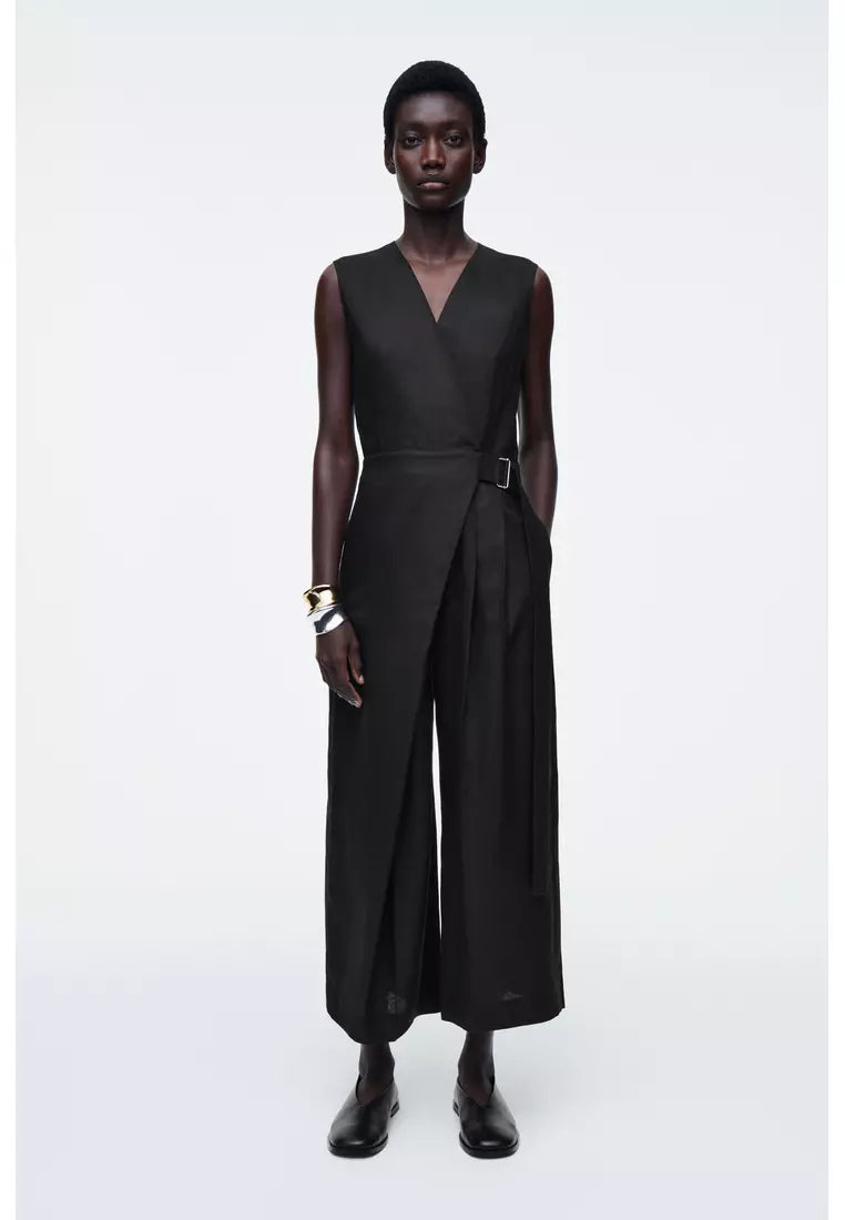 Linen Wrap Front Jumpsuit