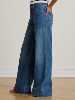 Patch-Pocket Wide-Leg Jeans