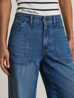 Patch-Pocket Wide-Leg Jeans