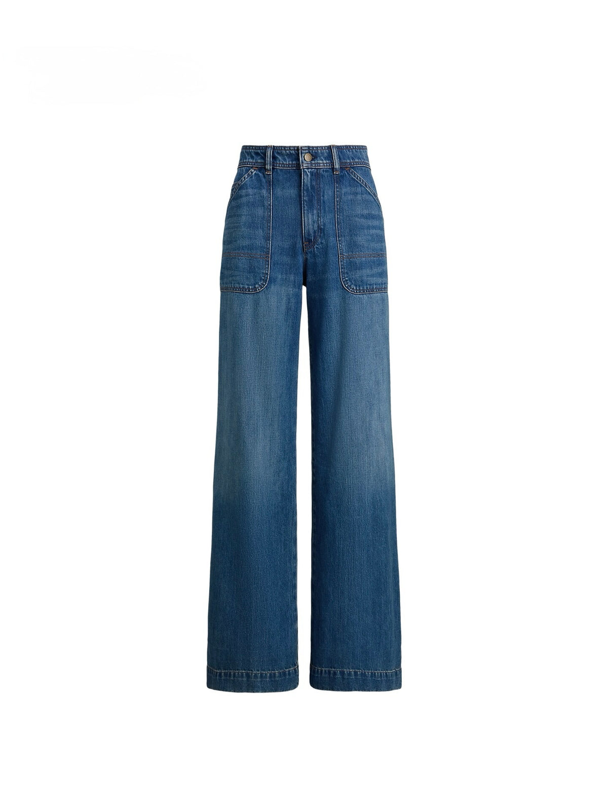 Patch-Pocket Wide-Leg Jeans