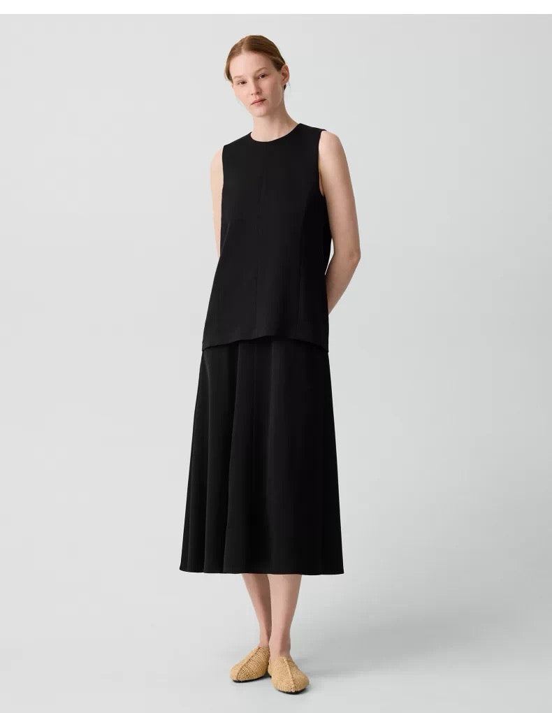 Satin Crepe Loose Midi Dress