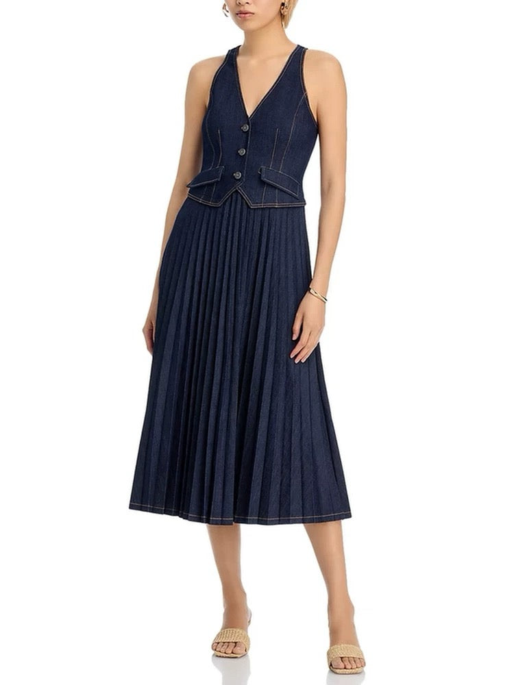 Denim Pleated Dress